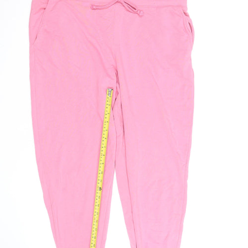 Marks and Spencer Women's Pink Cotton Jogger Trousers Size 18