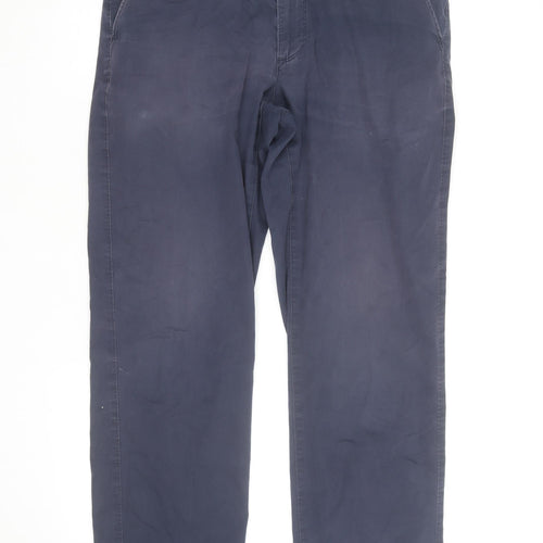 Marks and Spencer Men's Blue Regular Fit Chino Trousers 32W 29L
