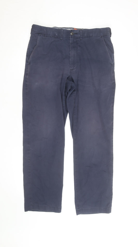 Marks and Spencer Men's Blue Regular Fit Chino Trousers 32W 29L