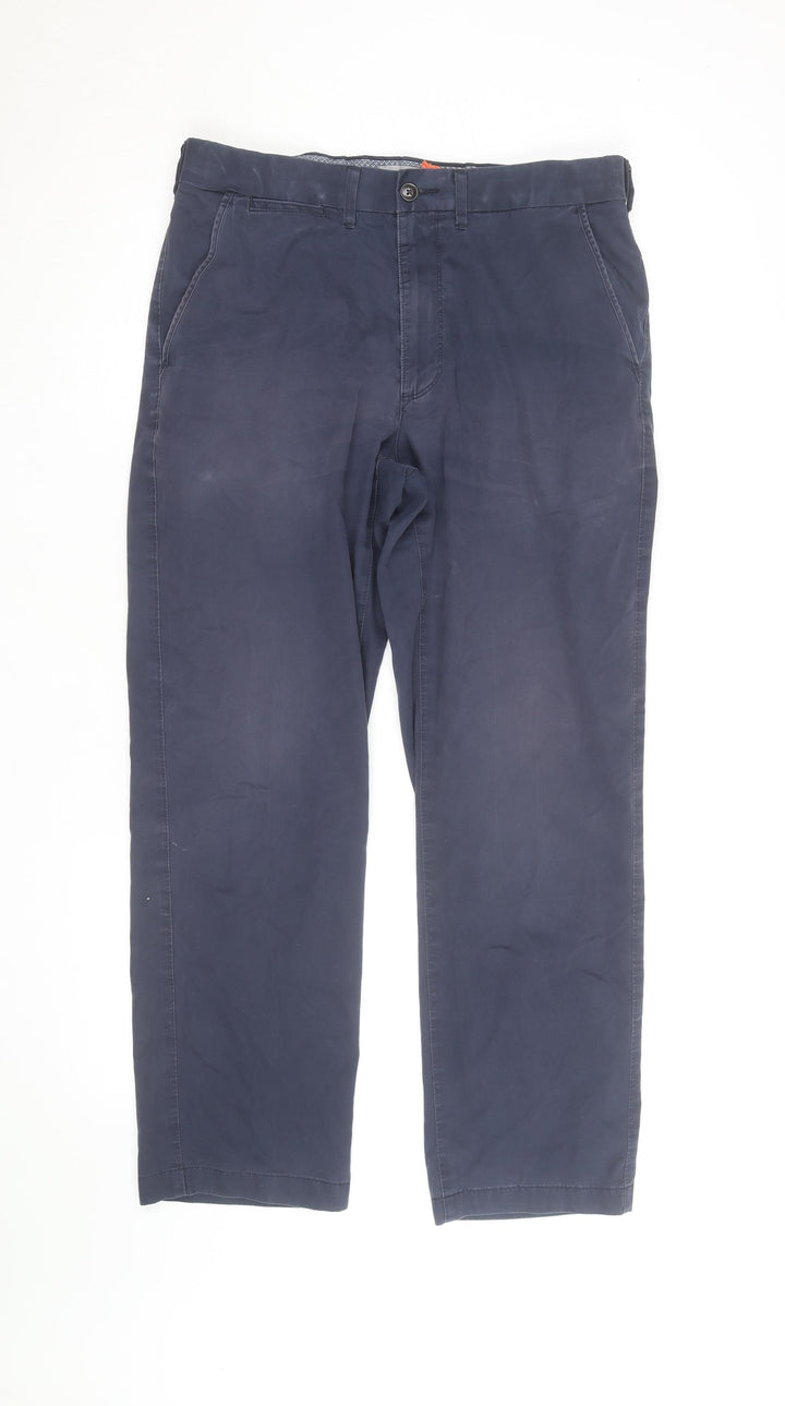 Marks and Spencer Men's Blue Regular Fit Chino Trousers 32W 29L