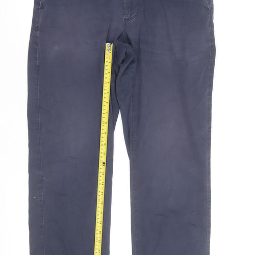 Marks and Spencer Men's Blue Regular Fit Chino Trousers 32W 29L