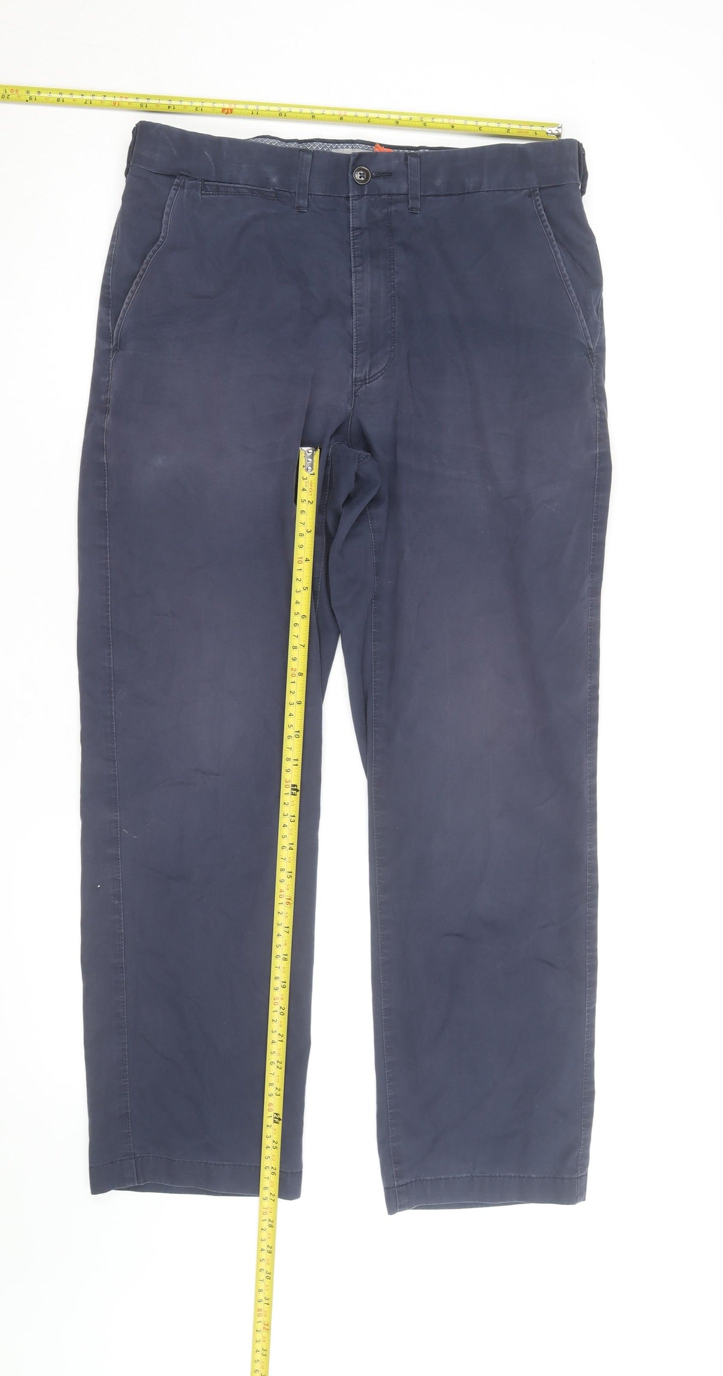 Marks and Spencer Men's Blue Regular Fit Chino Trousers 32W 29L