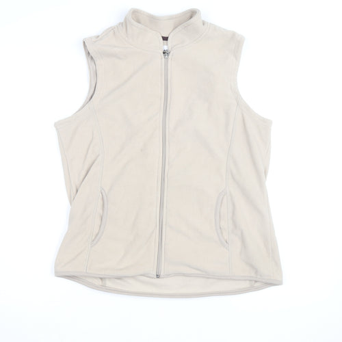 Store Twenty One Beige Fleece Sleeveless Full Zip Womens Jacket Size 14