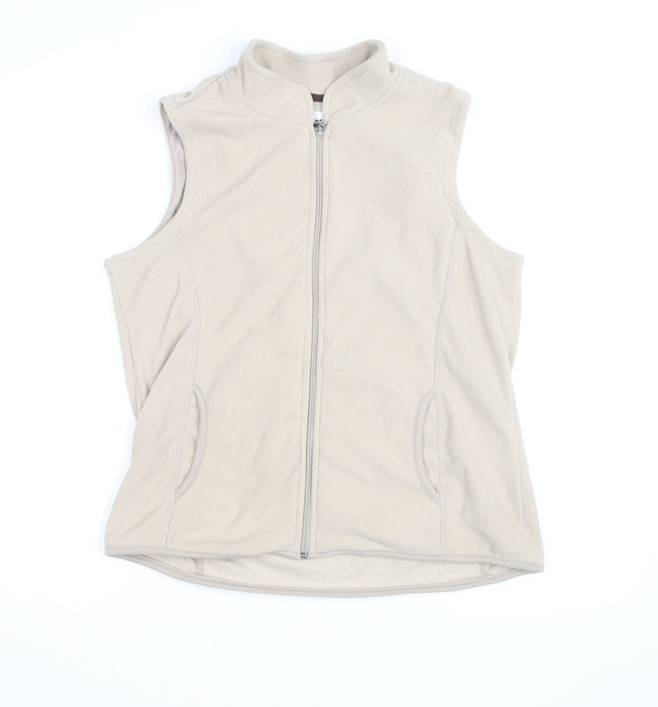 Store Twenty One Beige Fleece Sleeveless Full Zip Womens Jacket Size 14