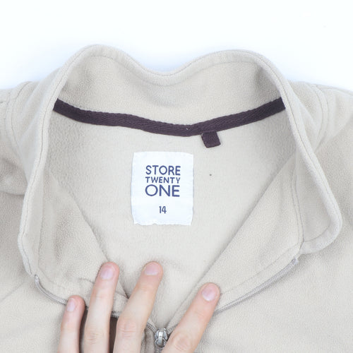 Store Twenty One Beige Fleece Sleeveless Full Zip Womens Jacket Size 14