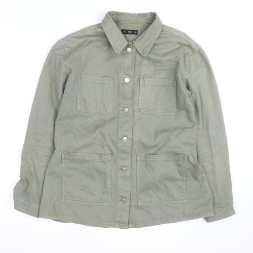 F&F Women’s Green Military Jacket Size 14 Cotton Mid-Length