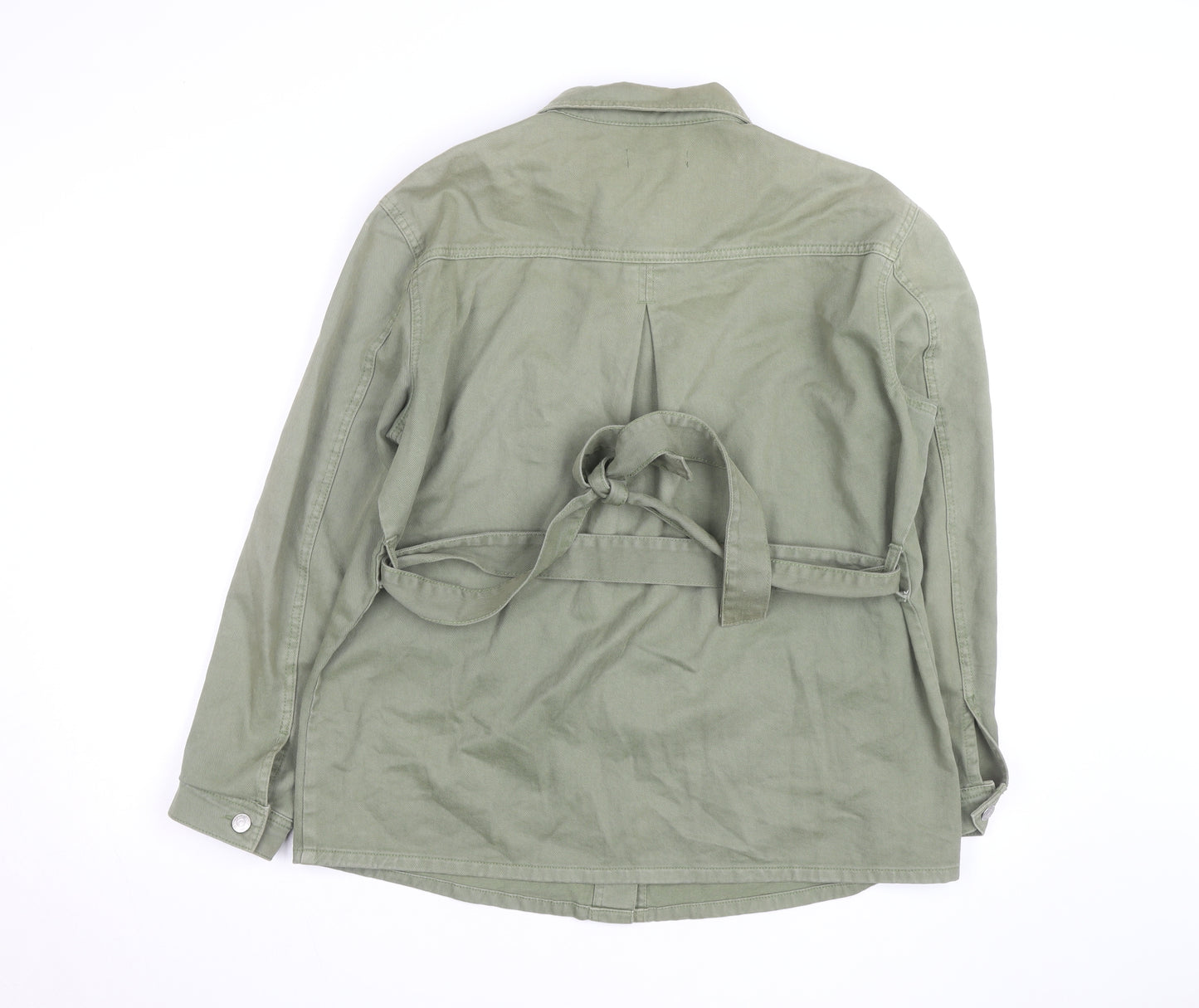 F&F Women’s Green Military Jacket Size 14 Cotton Mid-Length