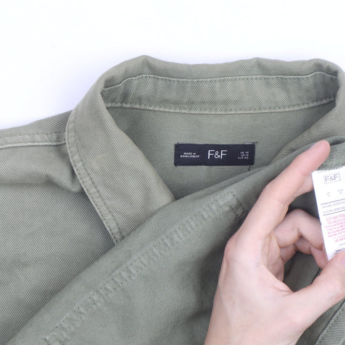 F&F Women’s Green Military Jacket Size 14 Cotton Mid-Length