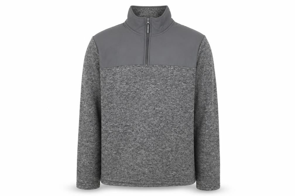 Front view of Mountain Warehouse men’s grey fleece 1/2 zip pullover sweatshirt l