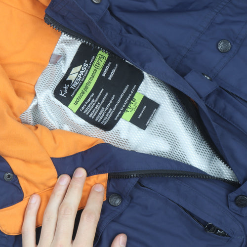 Trespass Boys Blue Hooded Waterproof Parka Coat 11-12 Years