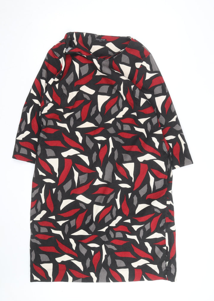 VIZ A VIZ Women's Multicoloured Shift Dress Size 14 3/4 Sleeve