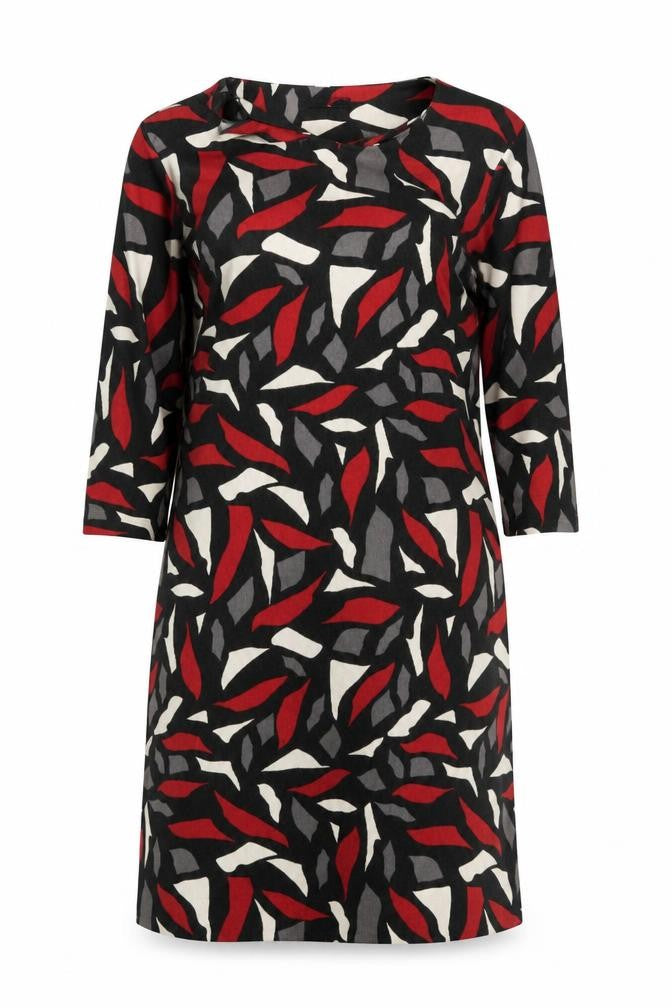 Front view of VIZ A VIZ Women's Multicoloured Shift Dress, size 14, 3/4 Sleeve