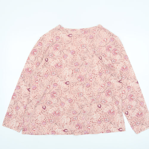Damart Womens Pink Floral Henley Cotton Jumper Size L 18/20