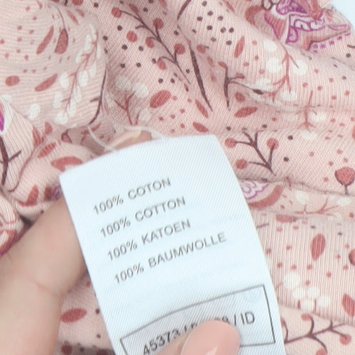 Damart Womens Pink Floral Henley Cotton Jumper Size L 18/20