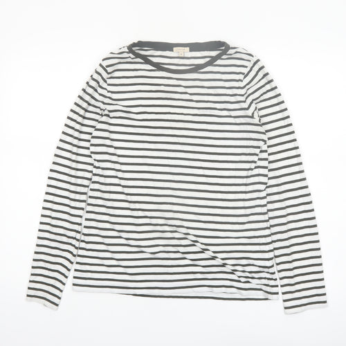 Jigsaw Womens Black White Striped Long Sleeve Cotton T-Shirt M