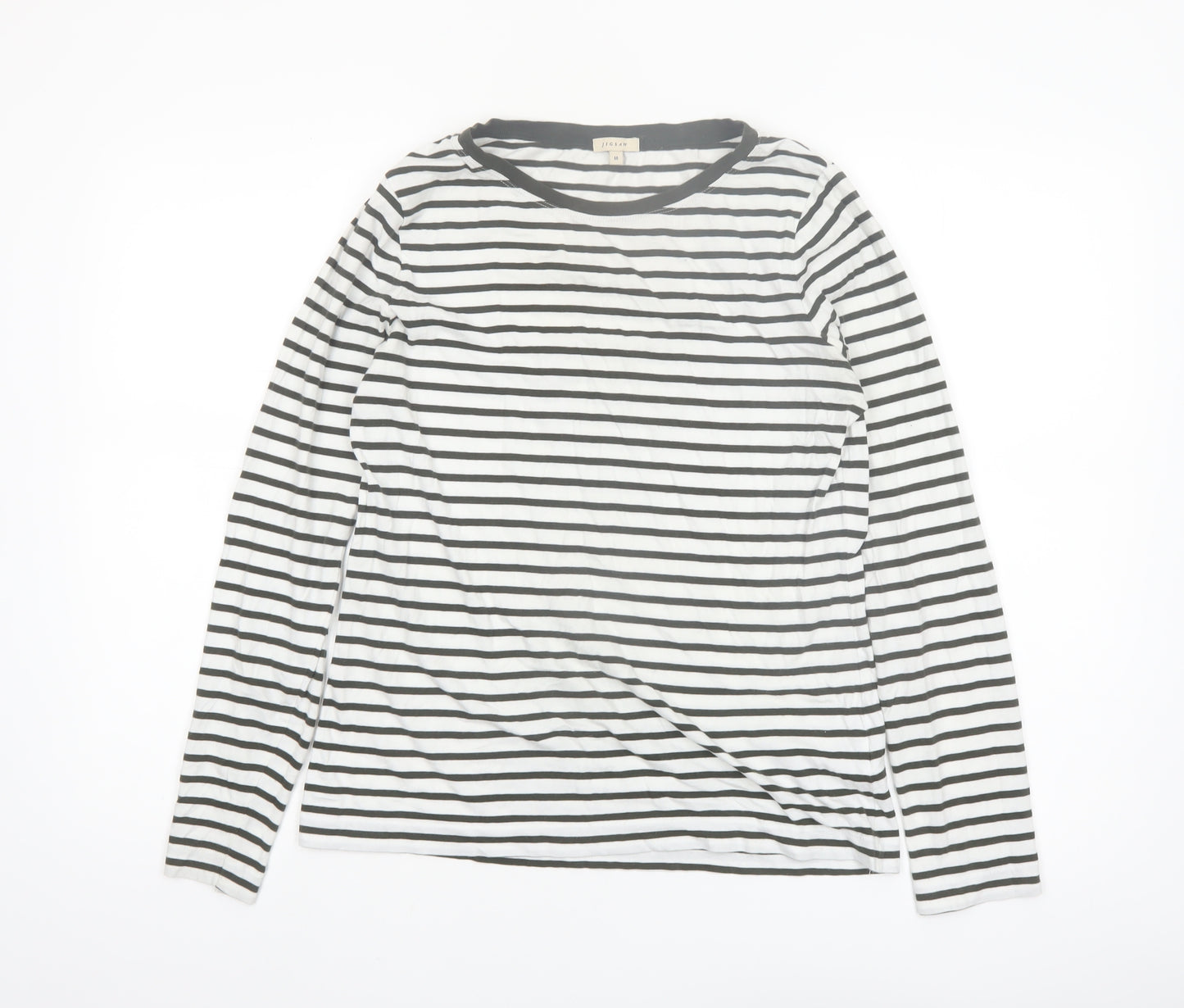 Jigsaw Womens Black White Striped Long Sleeve Cotton T-Shirt M