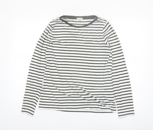 Jigsaw Womens Black White Striped Long Sleeve Cotton T-Shirt M