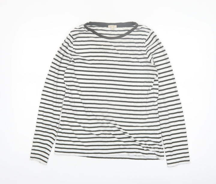 Jigsaw Womens Black White Striped Long Sleeve Cotton T-Shirt M