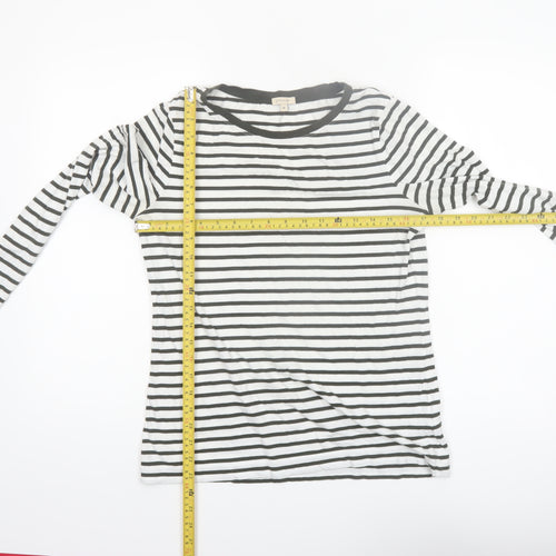 Jigsaw Womens Black White Striped Long Sleeve Cotton T-Shirt M