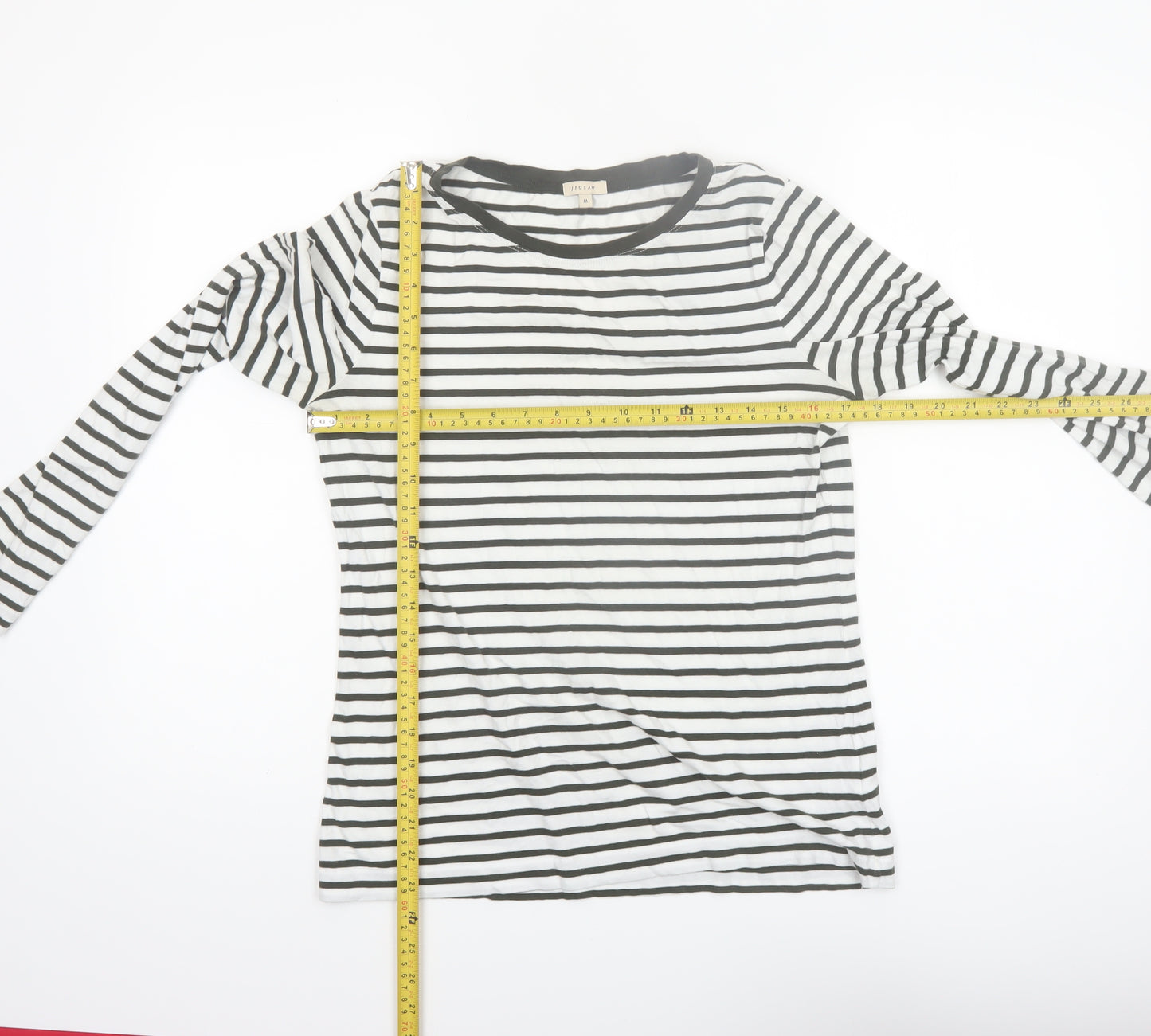 Jigsaw Womens Black White Striped Long Sleeve Cotton T-Shirt M
