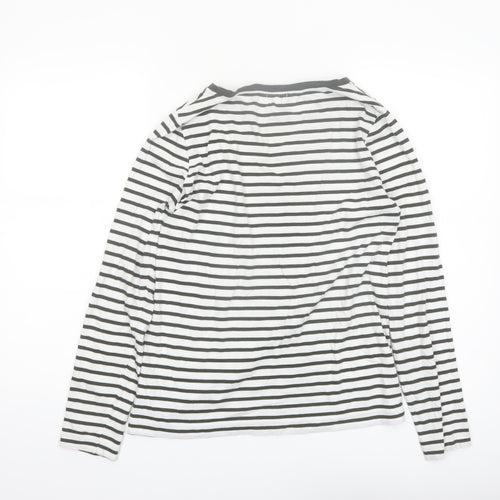 Jigsaw Womens Black White Striped Long Sleeve Cotton T-Shirt M