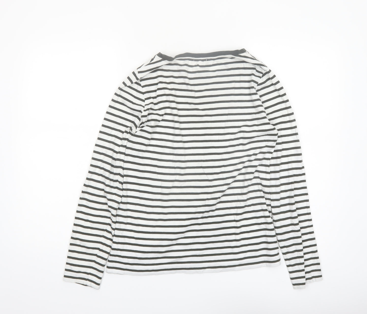 Jigsaw Womens Black White Striped Long Sleeve Cotton T-Shirt M