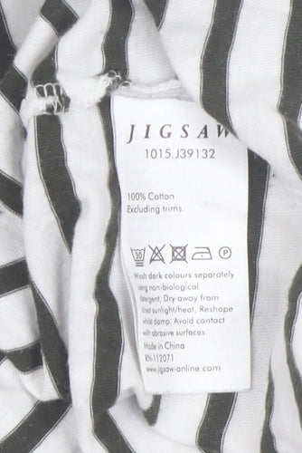 Jigsaw Womens Black White Striped Long Sleeve Cotton T-Shirt M
