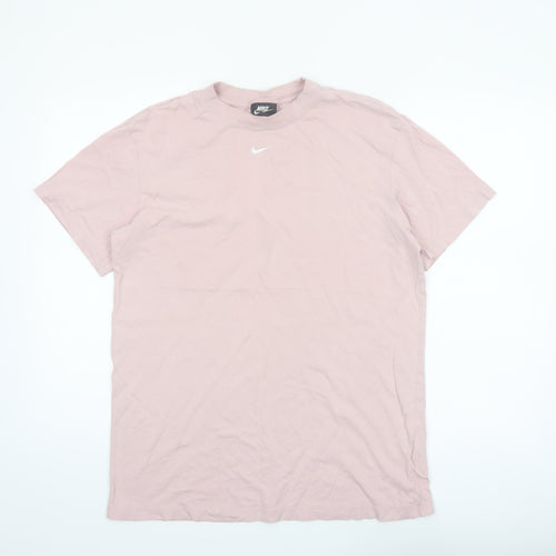 Nike Men's Pink Cotton Crew Neck Short Sleeve T-Shirt Size S