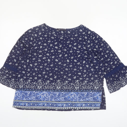 Marks and Spencer Womens Blue Floral Tunic Blouse Size 14