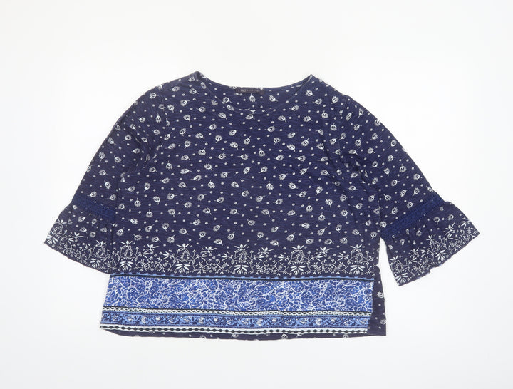 Marks and Spencer Womens Blue Floral Tunic Blouse Size 14