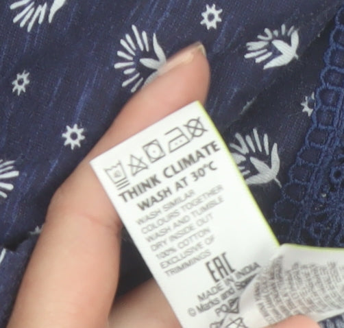 Marks and Spencer Womens Blue Floral Tunic Blouse Size 14