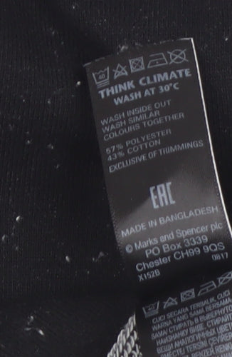 Marks and Spencer Womens Black Size 16 Funnel Neck Pullover Hoodie
