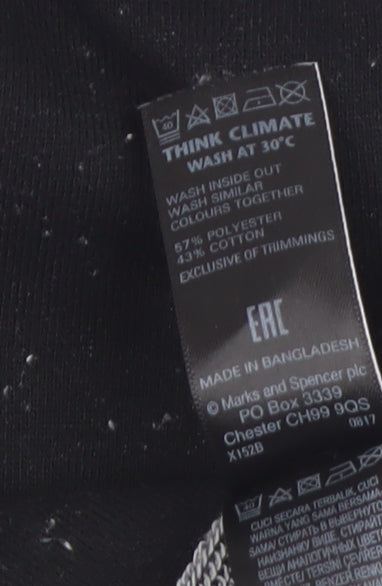 Marks and Spencer Womens Black Size 16 Funnel Neck Pullover Hoodie