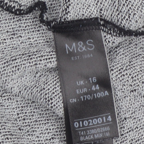 Marks and Spencer Womens Black Size 16 Funnel Neck Pullover Hoodie