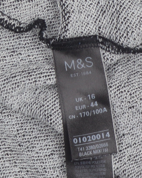 Marks and Spencer Womens Black Size 16 Funnel Neck Pullover Hoodie