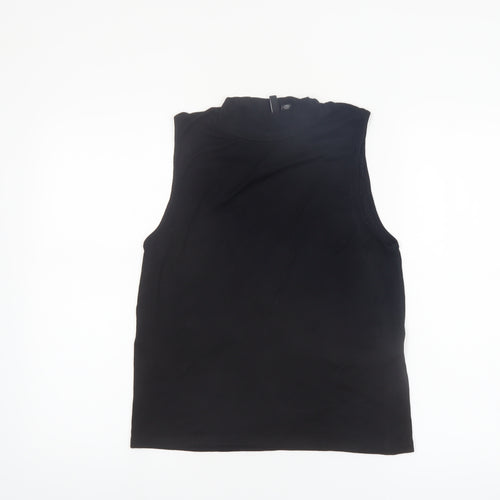 Vero Moda Women's Black Sleeveless Mock Neck Ribbed Tank Top XL