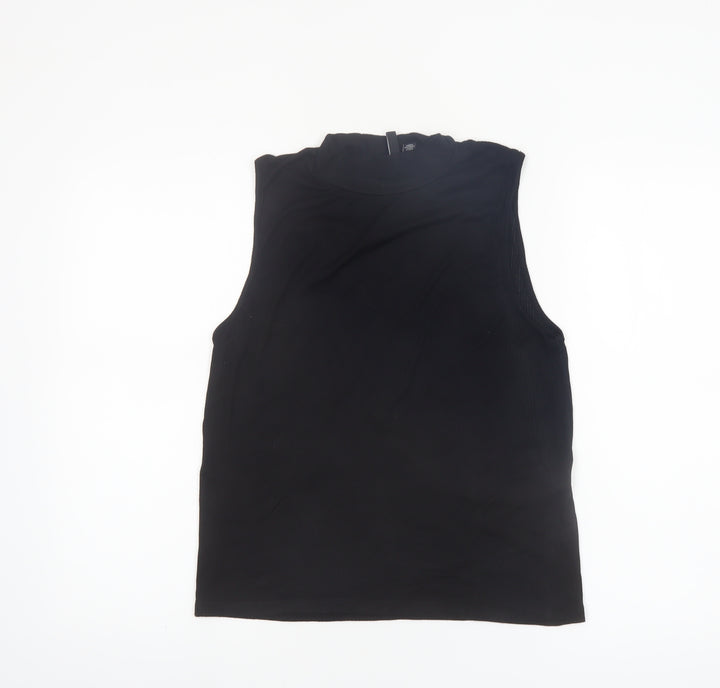Vero Moda Women's Black Sleeveless Mock Neck Ribbed Tank Top XL