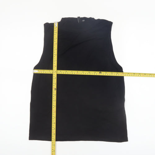 Vero Moda Women's Black Sleeveless Mock Neck Ribbed Tank Top XL