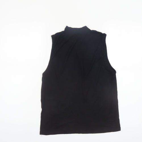 Vero Moda Women's Black Sleeveless Mock Neck Ribbed Tank Top XL