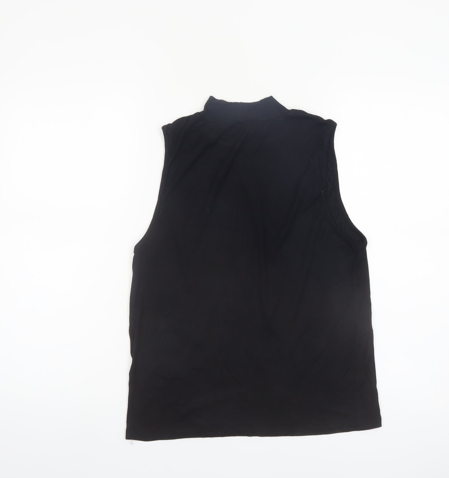 Vero Moda Women's Black Sleeveless Mock Neck Ribbed Tank Top XL