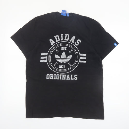 Adidas Originals Men's Black Large Graphic Print Sports T-Shirt
