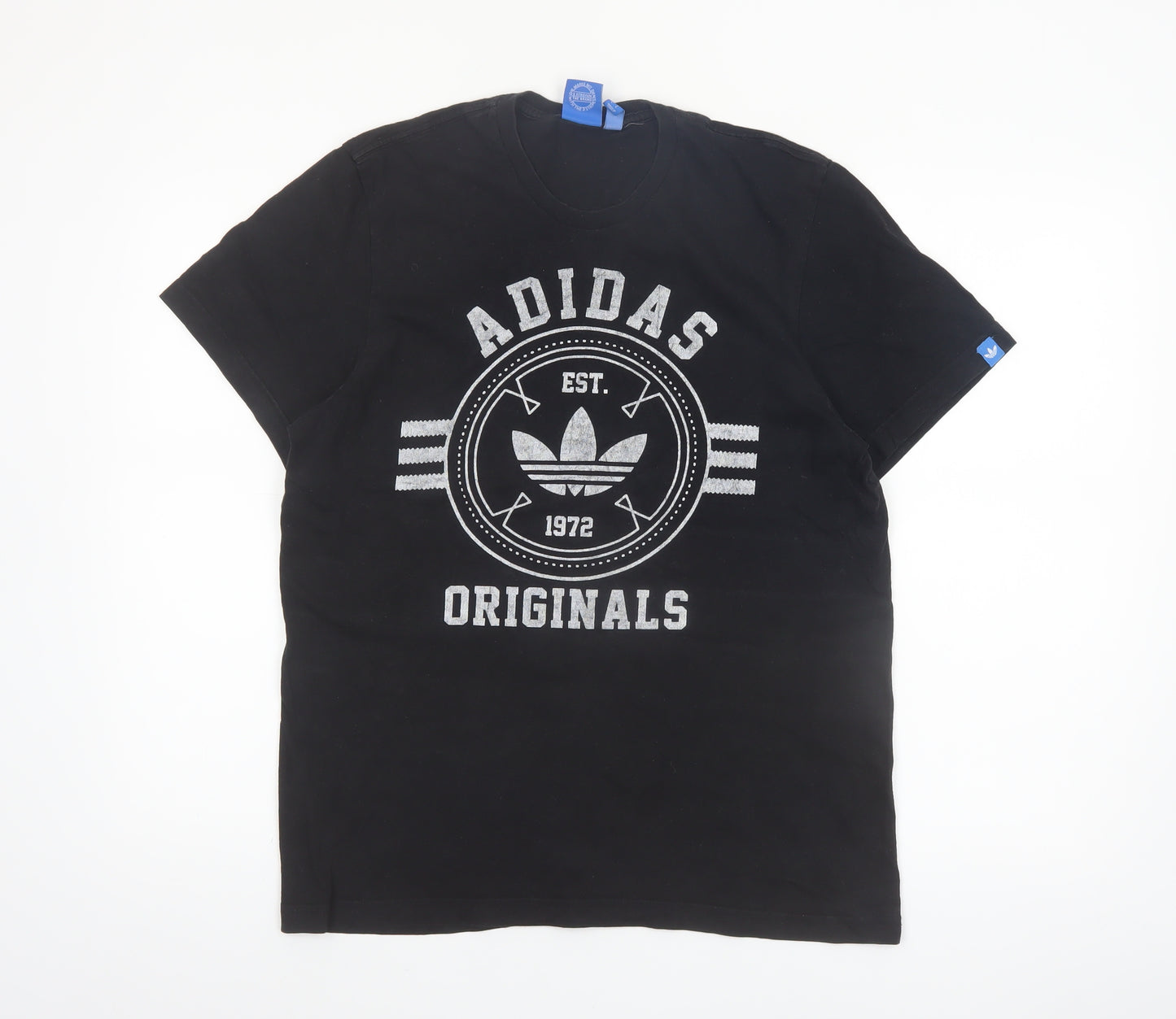Adidas Originals Men's Black Large Graphic Print Sports T-Shirt
