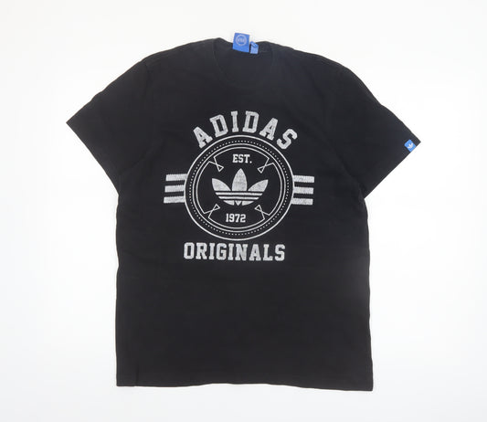 Adidas Originals Men's Black Large Graphic Print Sports T-Shirt