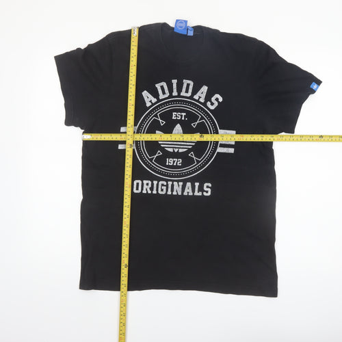 Adidas Originals Men's Black Large Graphic Print Sports T-Shirt
