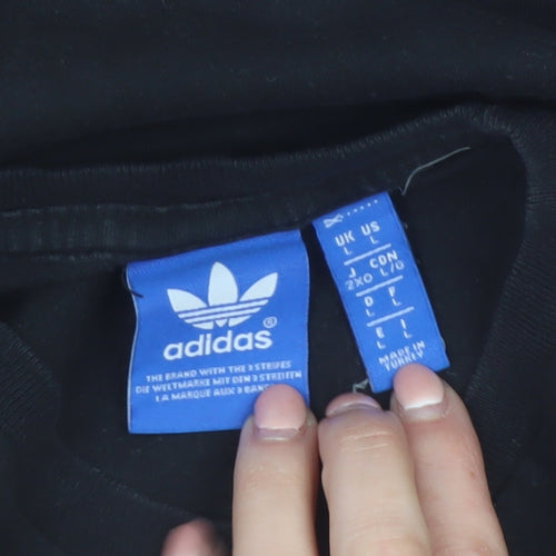 Adidas Originals Men's Black Large Graphic Print Sports T-Shirt