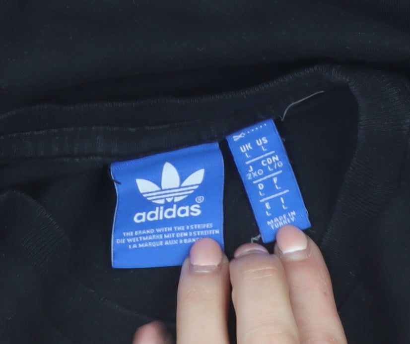 Adidas Originals Men's Black Large Graphic Print Sports T-Shirt