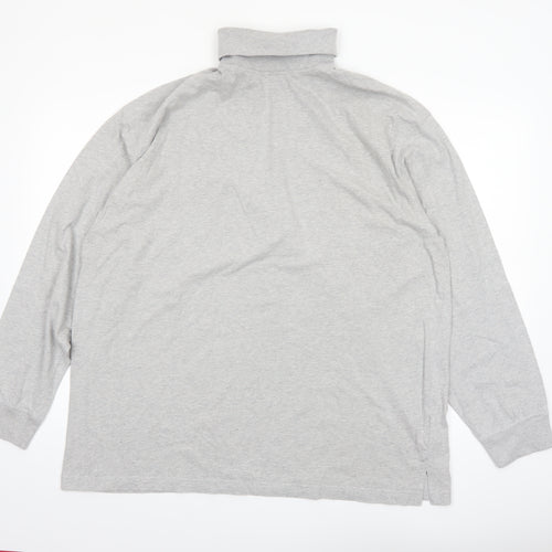 Glenmuir Men's Grey XL Long Sleeve Roll Neck Cotton T-Shirt