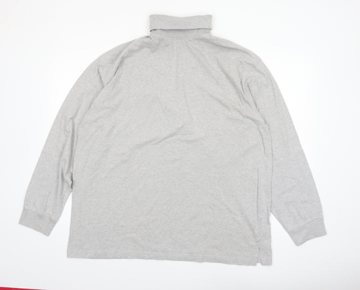 Glenmuir Men's Grey XL Long Sleeve Roll Neck Cotton T-Shirt