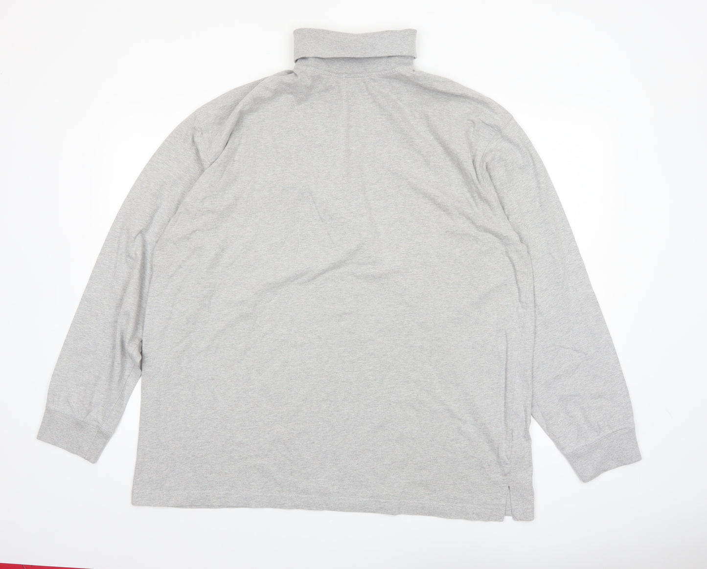 Glenmuir Men's Grey XL Long Sleeve Roll Neck Cotton T-Shirt