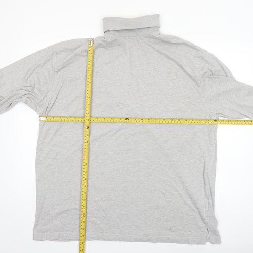 Glenmuir Men's Grey XL Long Sleeve Roll Neck Cotton T-Shirt